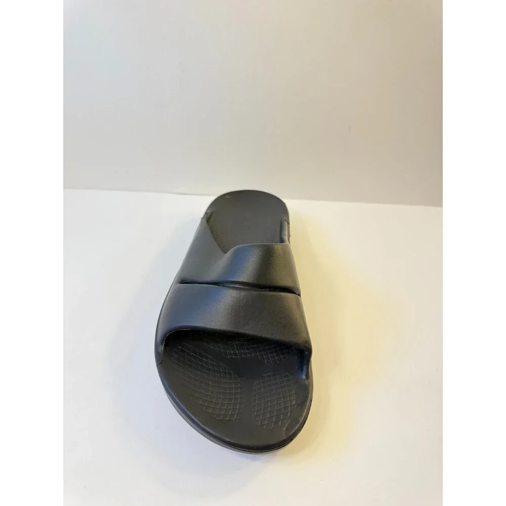 Oofas Mens Sandals Black Patented Footbed Support Arch US 9 Mens 11 Womens EU-42